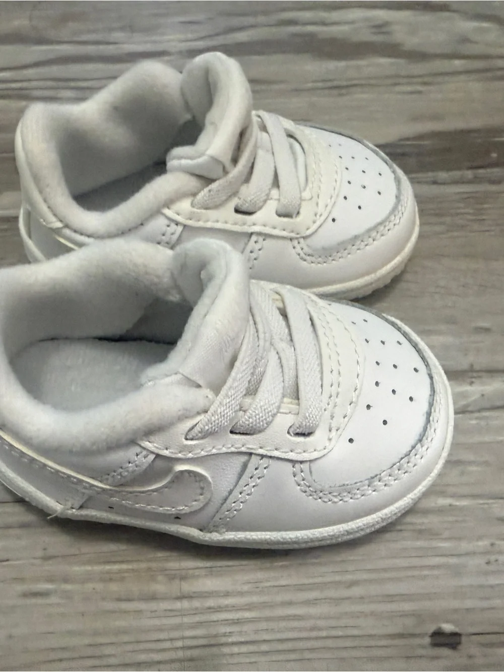Nike Baby White Leather Lace-Up Sneakers